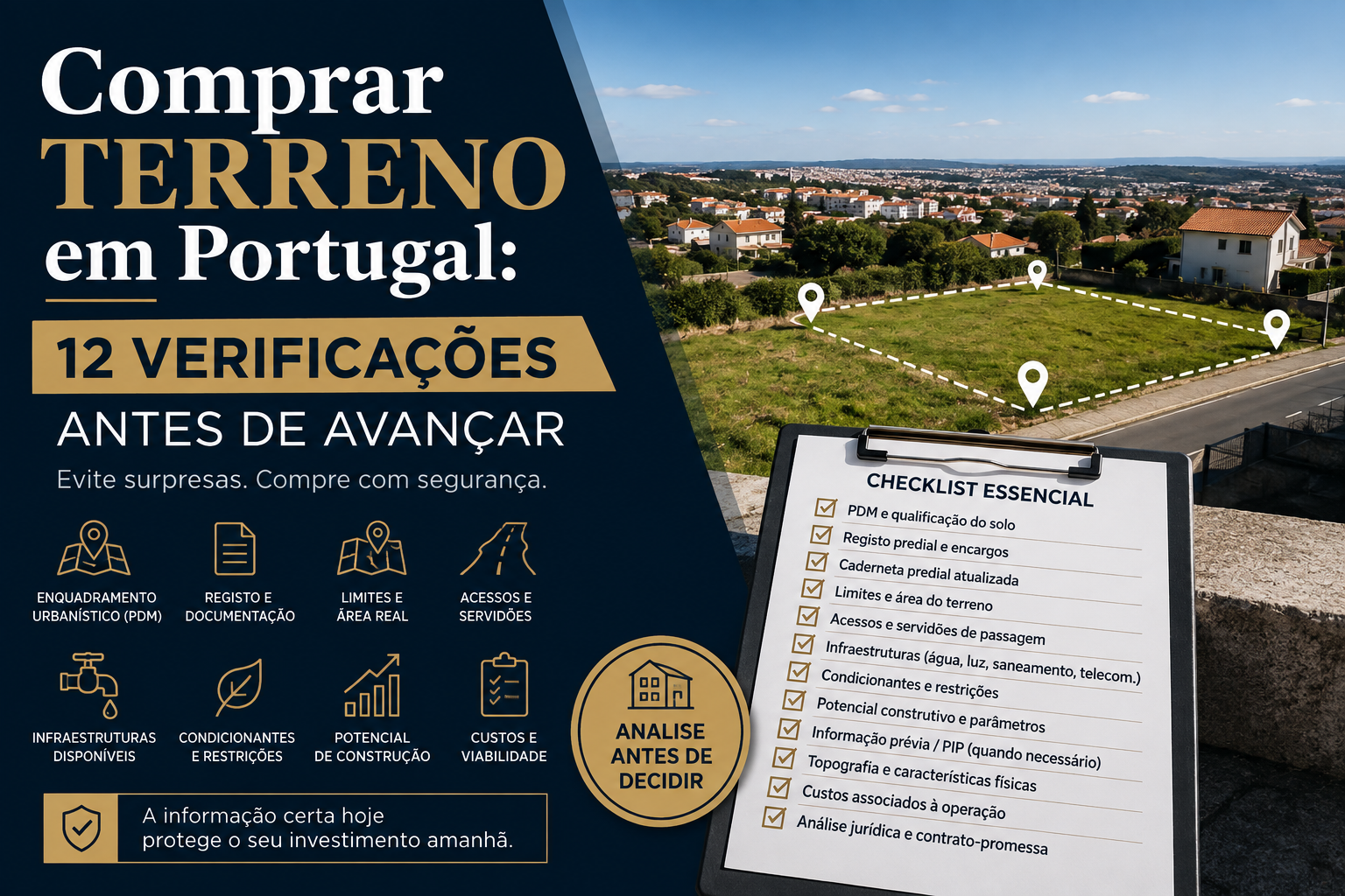 Terreno para construção em Portugal com checklist de verificações antes da compra